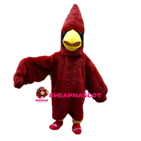 Pointed Head All Red Eagle Mascot Costume