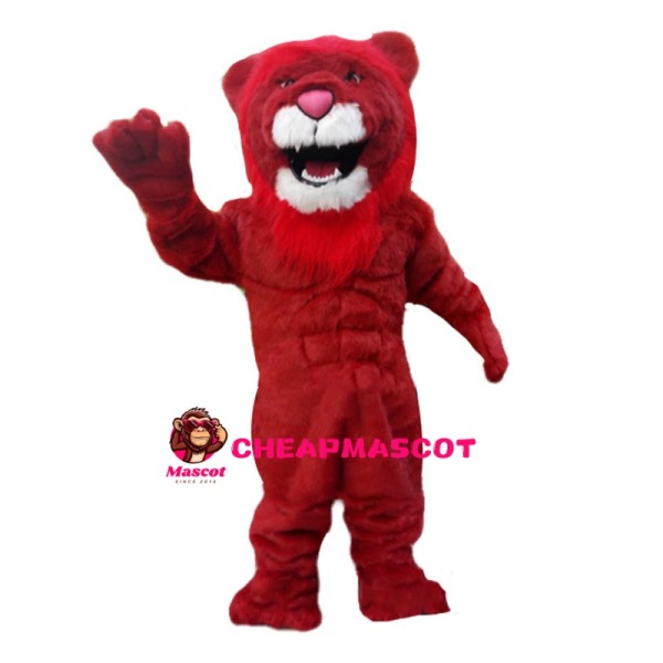 Fercious Red Muscle Lion Mascot Costume