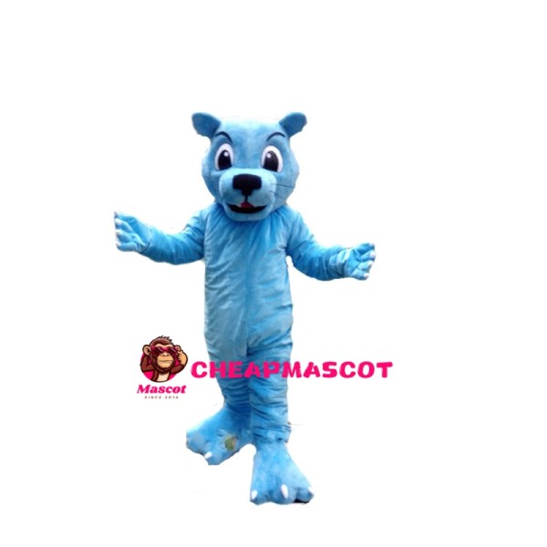 Confused Blue Young Lion Mascot Costume