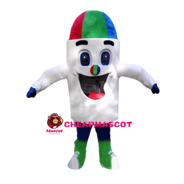 White Crayons With Colored Heads Mascot Costume