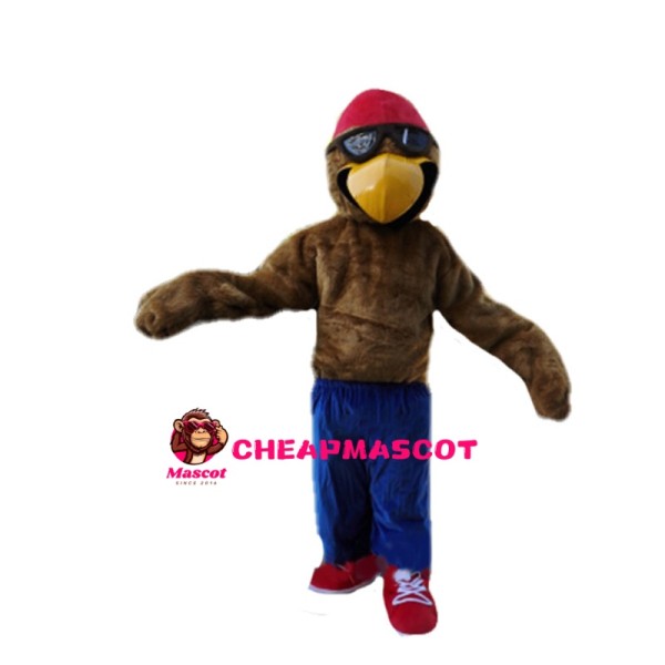 Pilot Eagle Wearing Goggle Mascot Costume