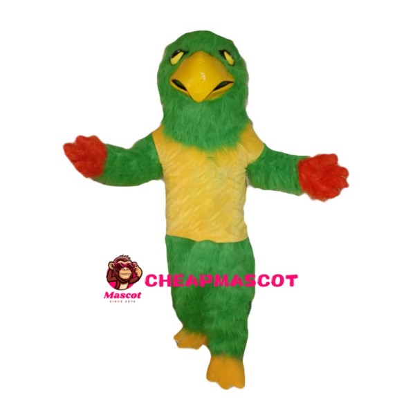 Grass Green Eagle In Yellow Top Mascot Costume
