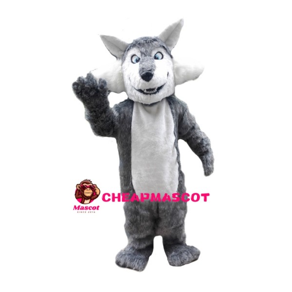 Insidious Furry Grey Wolf Mascot Costume