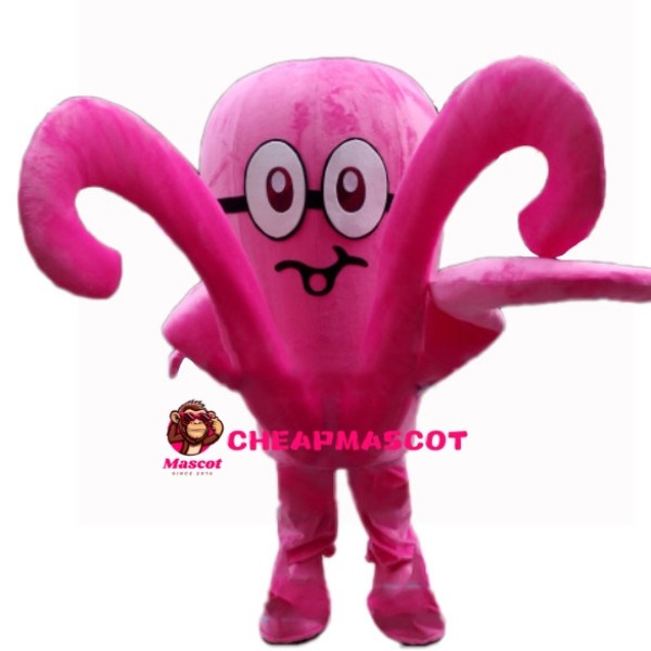Flexible Pink Octopus Mascot Costume