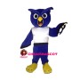 Surprised Blue Owl With White Vest Mascot Costume