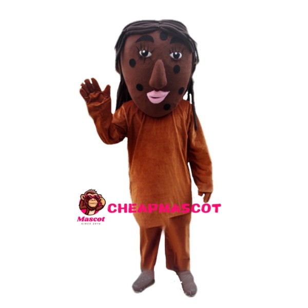 Black Girl With Dark Spots On Face Mascot Costume