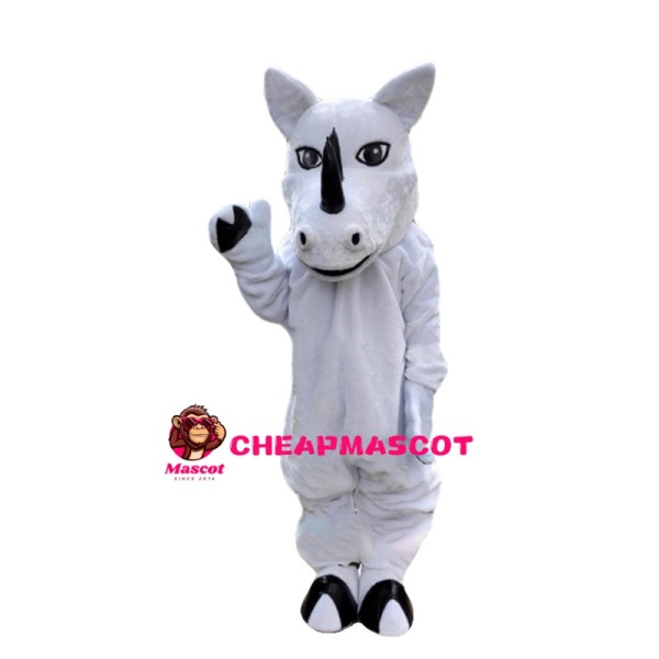 Tame Horse With Black Horn Mascot Costume