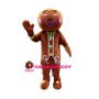 Happy Gingerbread Man With Pink Blush Mascot Costume