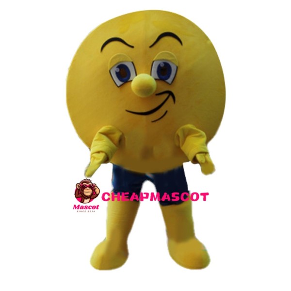 Yellow Ball With Raised Eyebrow Mascot Costume