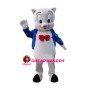 Gentle Little Pig Wearing Red Tie Mascot Costume