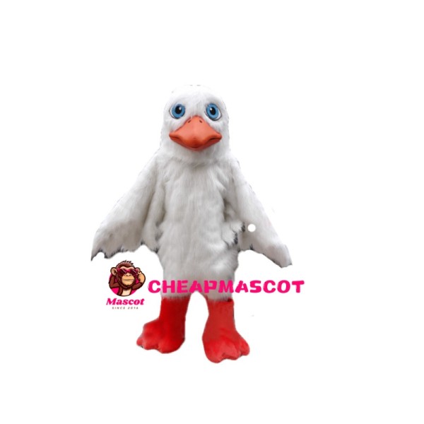 Sluggish Long Fur White Bird Mascot Costume