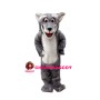 Thrilled Old Grey Wolf Mascot Costume