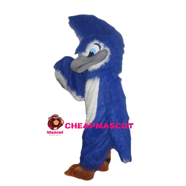 Plush Long Fur Blue Eagle Mascot Costume