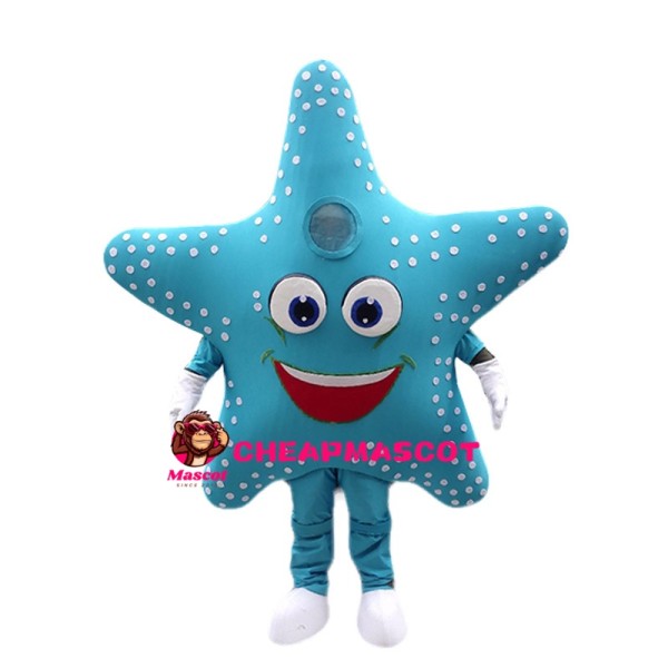Cartoon Sky Blue Starfish Mascot Costume