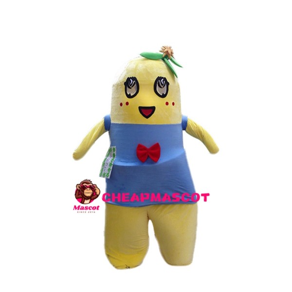 Pear Essence Wearing Blue Bib Mascot Costume