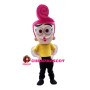 Lady With Pink Curly Hair Mascot Costume