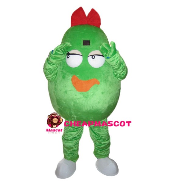 Cucumber With Red Bow Mascot Costume