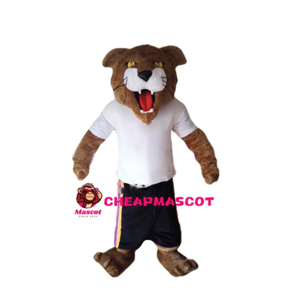 Cranky Tiger In White Tights Mascot Costume