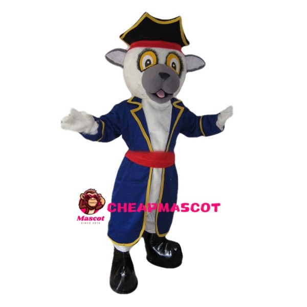 White Calf With Blue Coat Mascot Costume