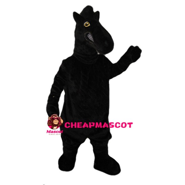 Grumpy Black Dinosaur Mascot Costume