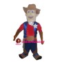 Square Face Man Wearing Brown Hat Mascot Costume