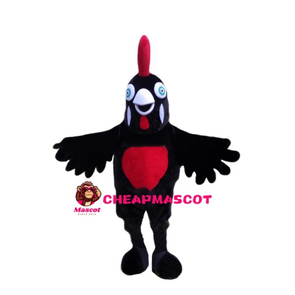 Vivid Black Chicken Mascot Costume