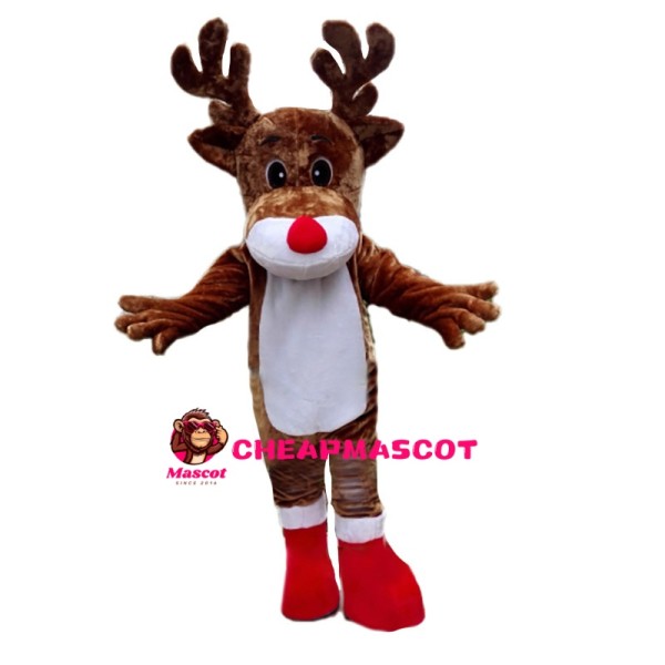 Christmas Elk With Red Socks Mascot Costume