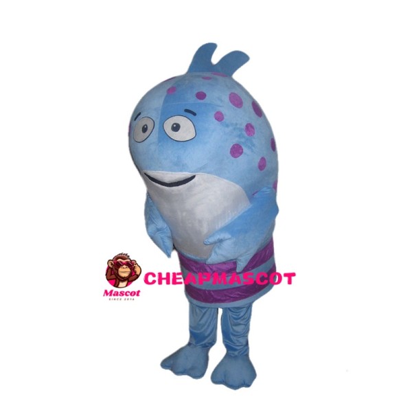 Blue Sea Fish With Purple Spot Mascot Costume