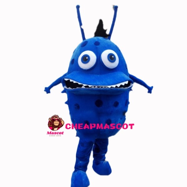 Scary Blue Bacterial Organism Mascot Costume