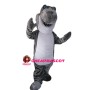 Grey Dinosaur With Big Mouth Mascot Costume