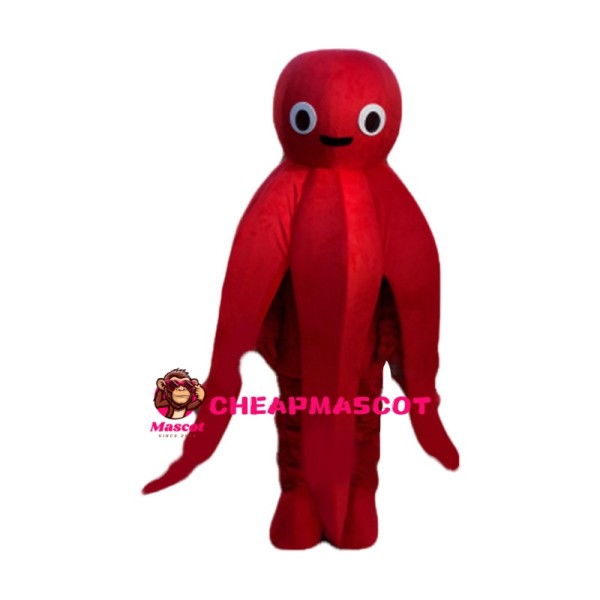 Cartoon Red Octopus Mascot Costume