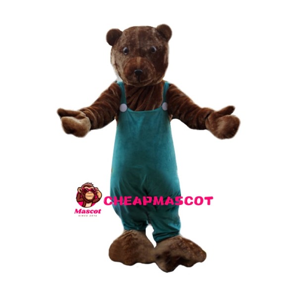 Tender Mother Bear Wearing Jumpsuit Mascot Costume