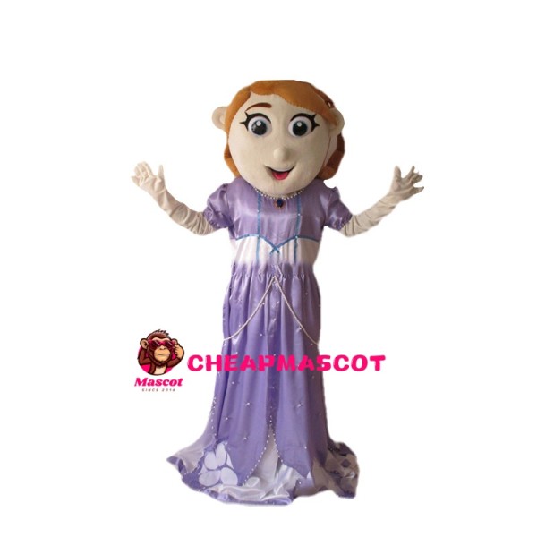 Noble Princess With Purple Dress Mascot Costume