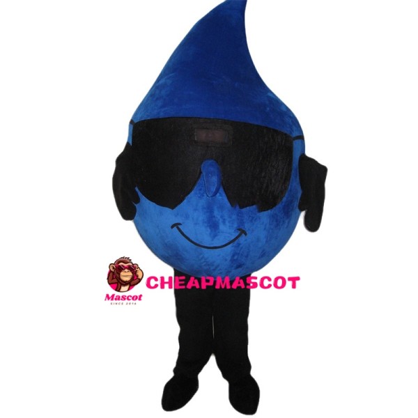 Blue Raindrop With Sunglasses Mascot Costume