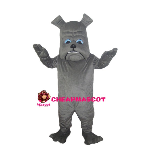 Grey Bulldog With Blue Eyes Mascot Costume