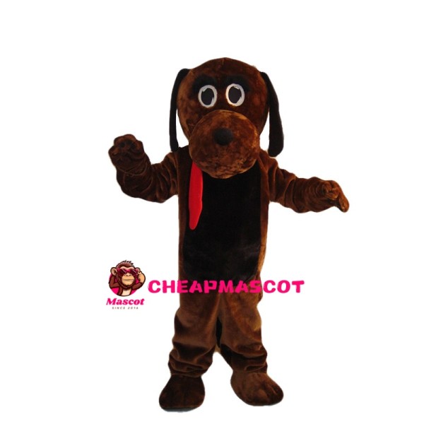 Brown Tongue Out Dog Mascot Costume