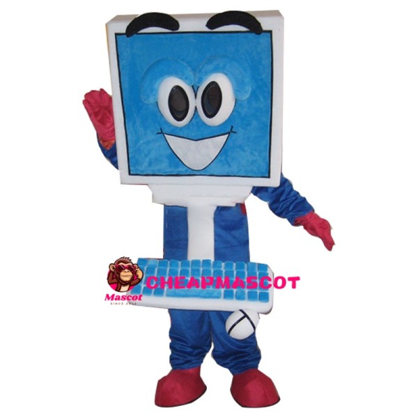 Blue Computer With Mouse Mascot Costume