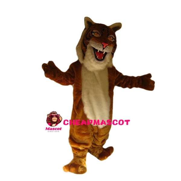Majestic Brown Tiger Mascot Costume