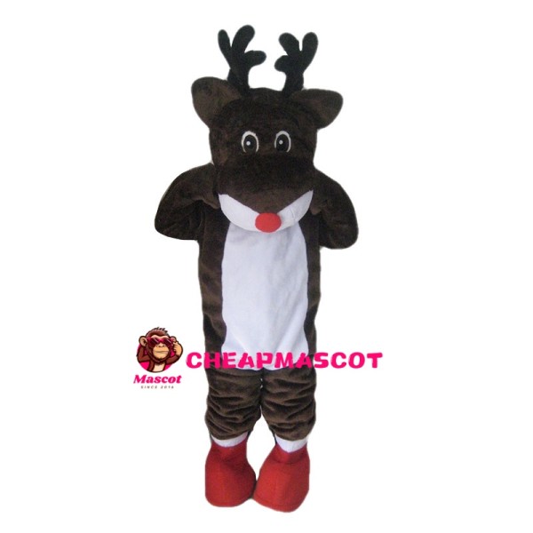 Brown Fawn With Red Nose Mascot Costume