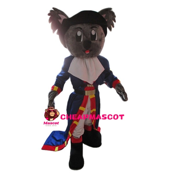 Grey Koala With Blue Coat Mascot Costume