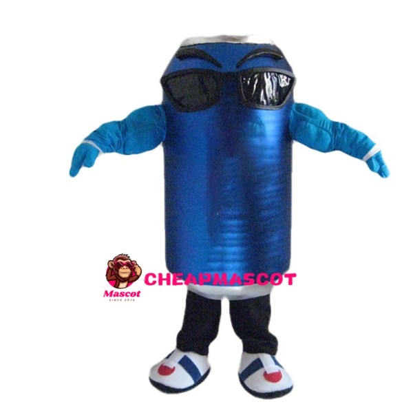 Blue Can With Sunglasses Mascot Costume