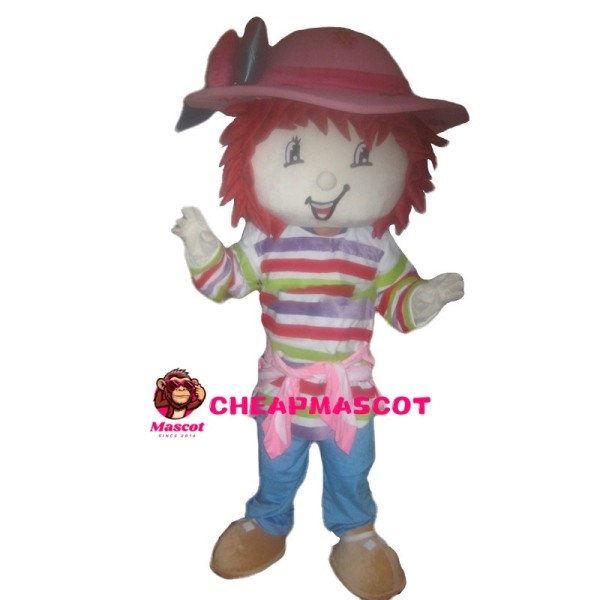 Little Girl With Colorful Striped Top Mascot Costume