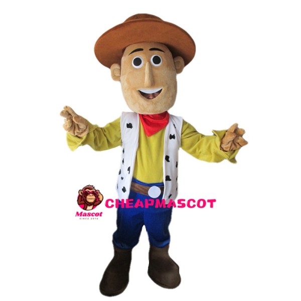 Cowboy In Yellow Shirt Mascot Costume