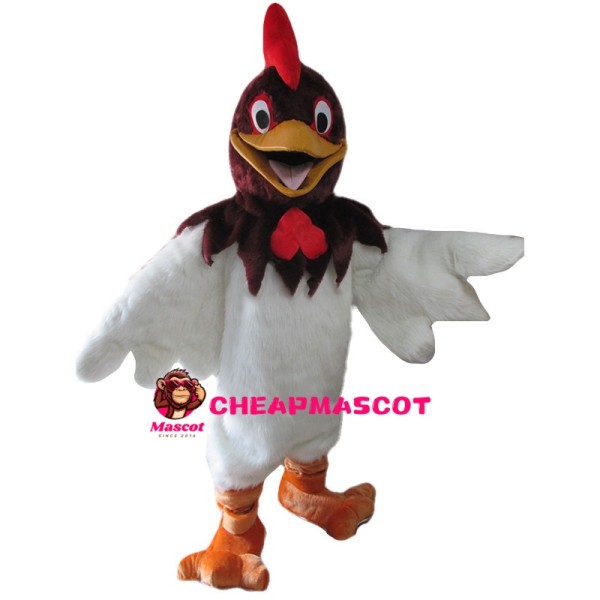 Lively Chicken With Brown Head Mascot Costume