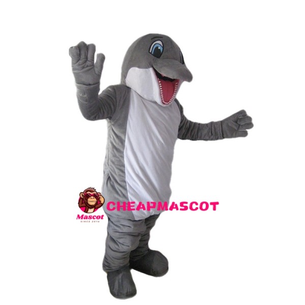 Grey & White Dolphin Mascot Costume