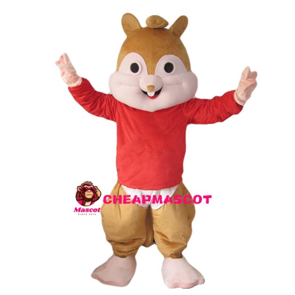 Naughty Chipmunk With Red Top Mascot Costume