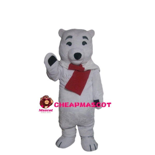 Polar Bear With Scarf Mascot Costume