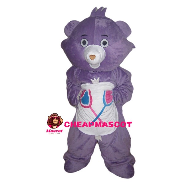 Purple Bear With Lollipop Mascot Costume