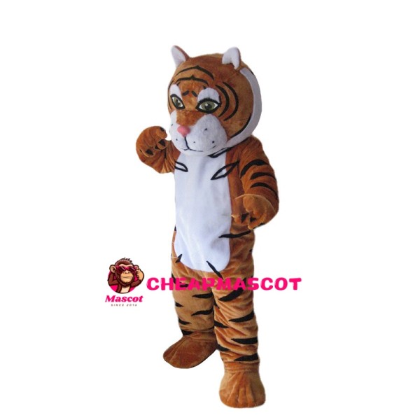 Brown Tiger With Soft Belly Mascot Costume