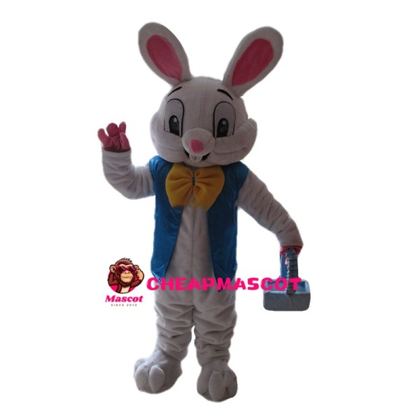 Easter Bunny With Blue Vest Mascot Costume